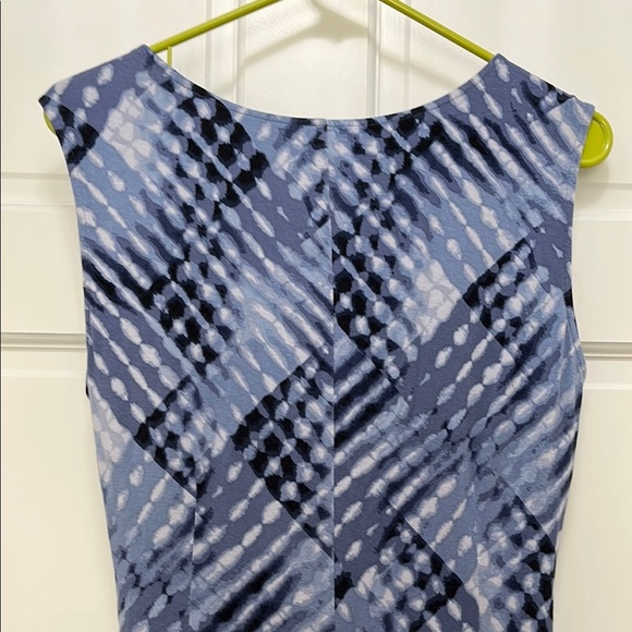 NIC+ZOE Sleeveless Gathered Waist Blue Watercolor Print Dress - Size Medium - Picture 12 of 16